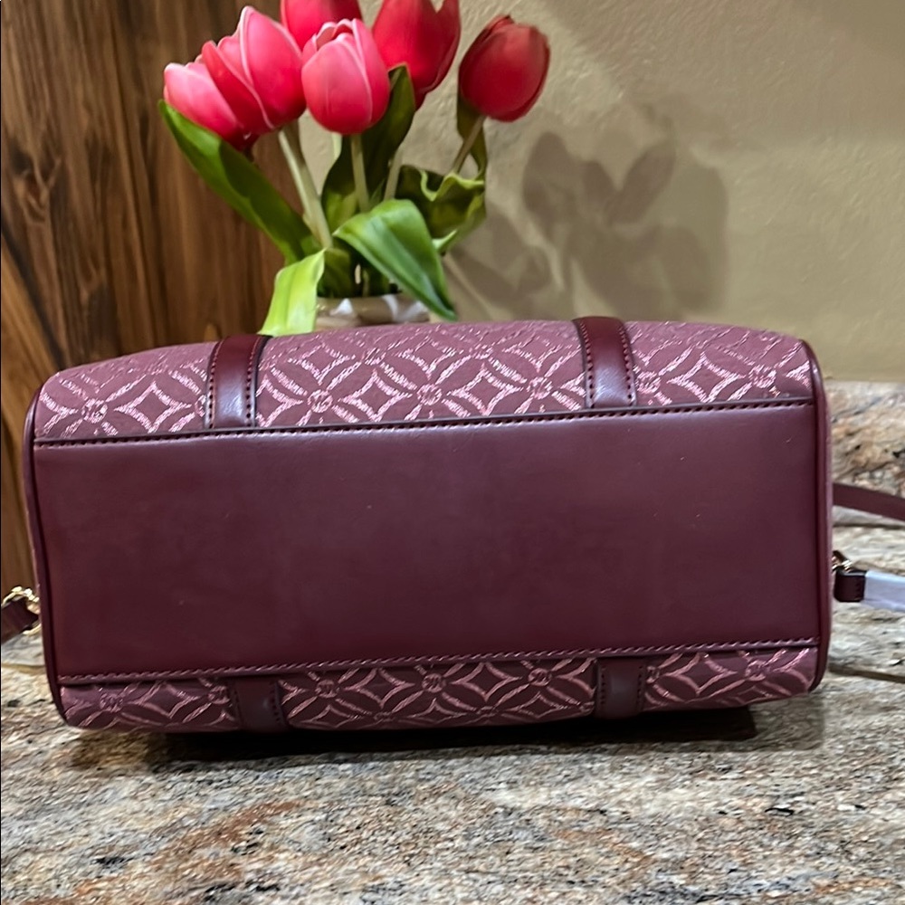 MICHAEL KORS NWT JST TRAVEL MEDIUM SATCHEL SHOULDER CROSSBODY BAG MK OXBLOOD - Picture 6 of 8